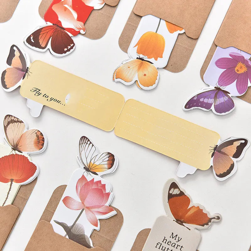 Colourful butterfly-shaped paper bookmark with Japanese and Korean stationery style.