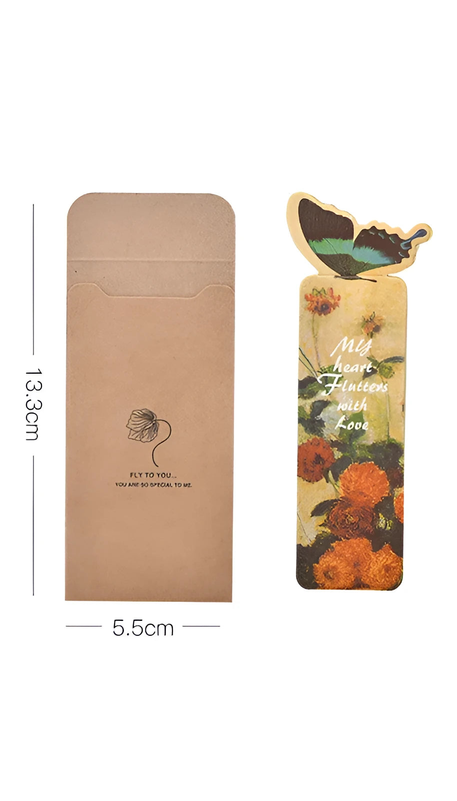 Colourful butterfly-shaped paper bookmark with Japanese and Korean stationery style.