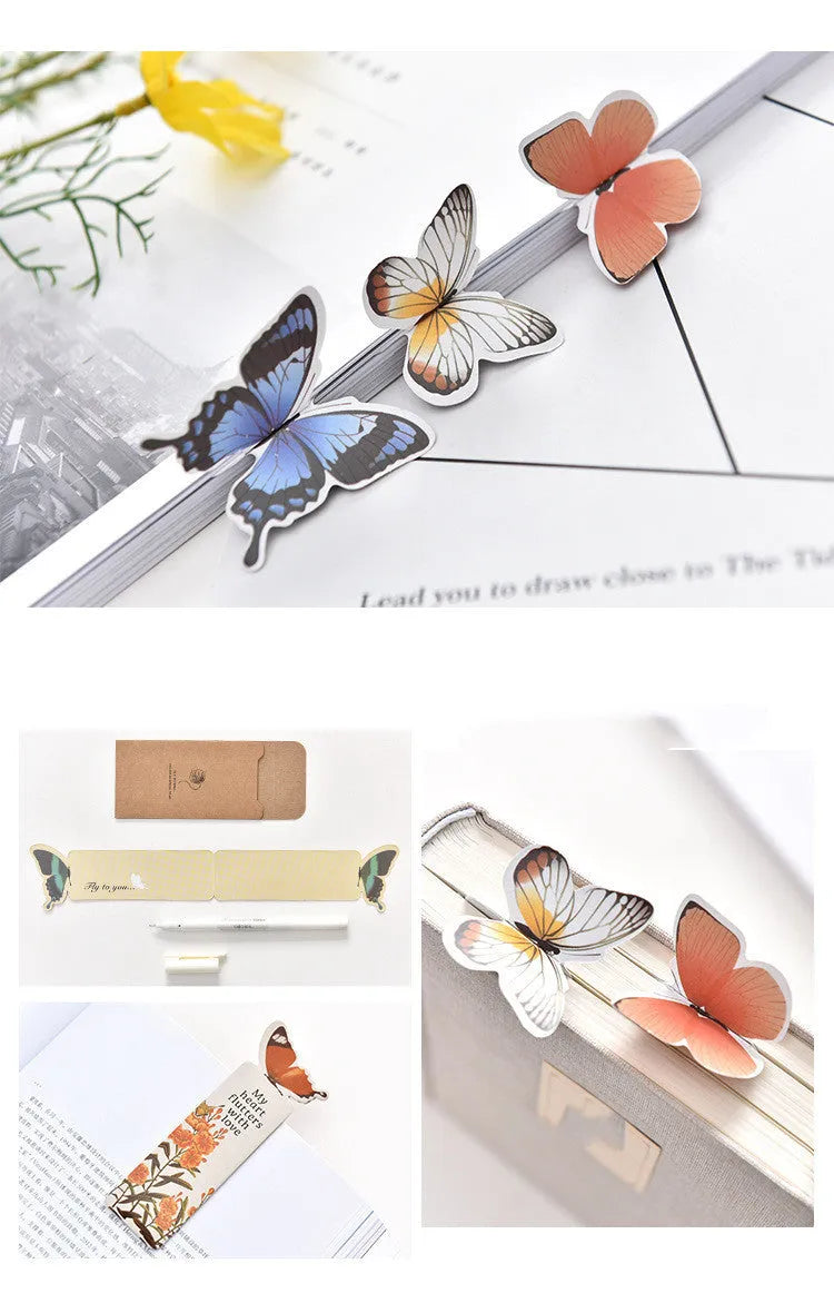 Colourful butterfly-shaped paper bookmark with Japanese and Korean stationery style.