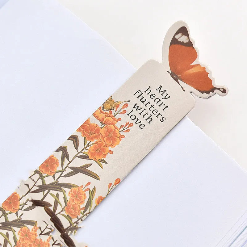 Colourful butterfly-shaped paper bookmark with Japanese and Korean stationery style.