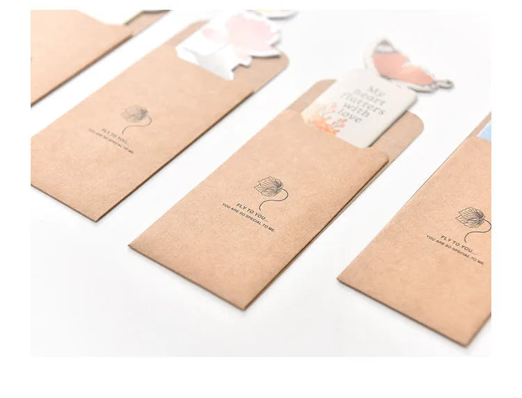 Colourful butterfly-shaped paper bookmark with Japanese and Korean stationery style.