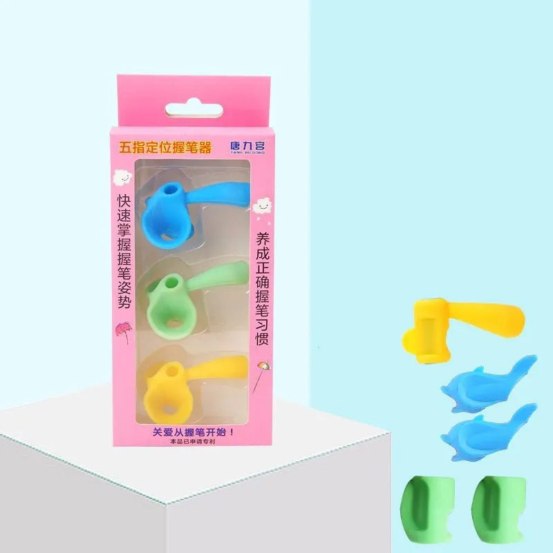 Children's pen holder orthosis with writing corrector in multiple set configurations