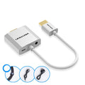 HDMI to VGA adapter cable in silver with 25cm length showing HDMI and VGA connectors