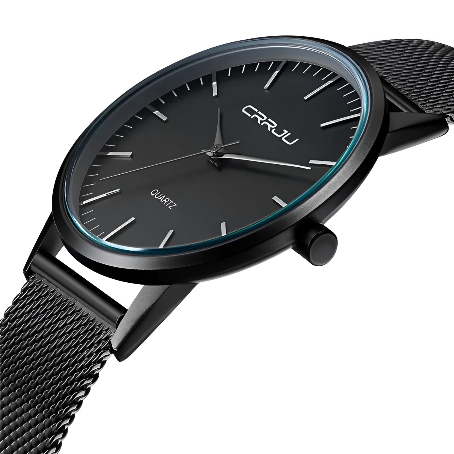Casual men's and women's quartz watch with alloy case and 30M waterproof rating on a mesh strap.