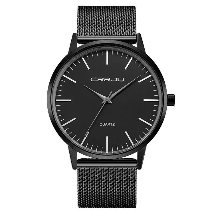 Casual quartz wristwatch with alloy case showing multiple colour combinations including mesh and leather straps