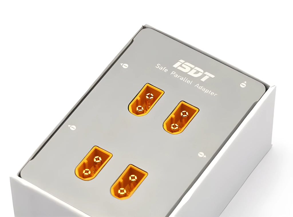 Grey Astor parallel charging board for RC vehicle batteries with multiple connection points