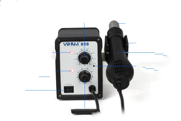 Advanced fan type hot air desoldering station with stainless steel nozzle and ferroalloy shell 700W