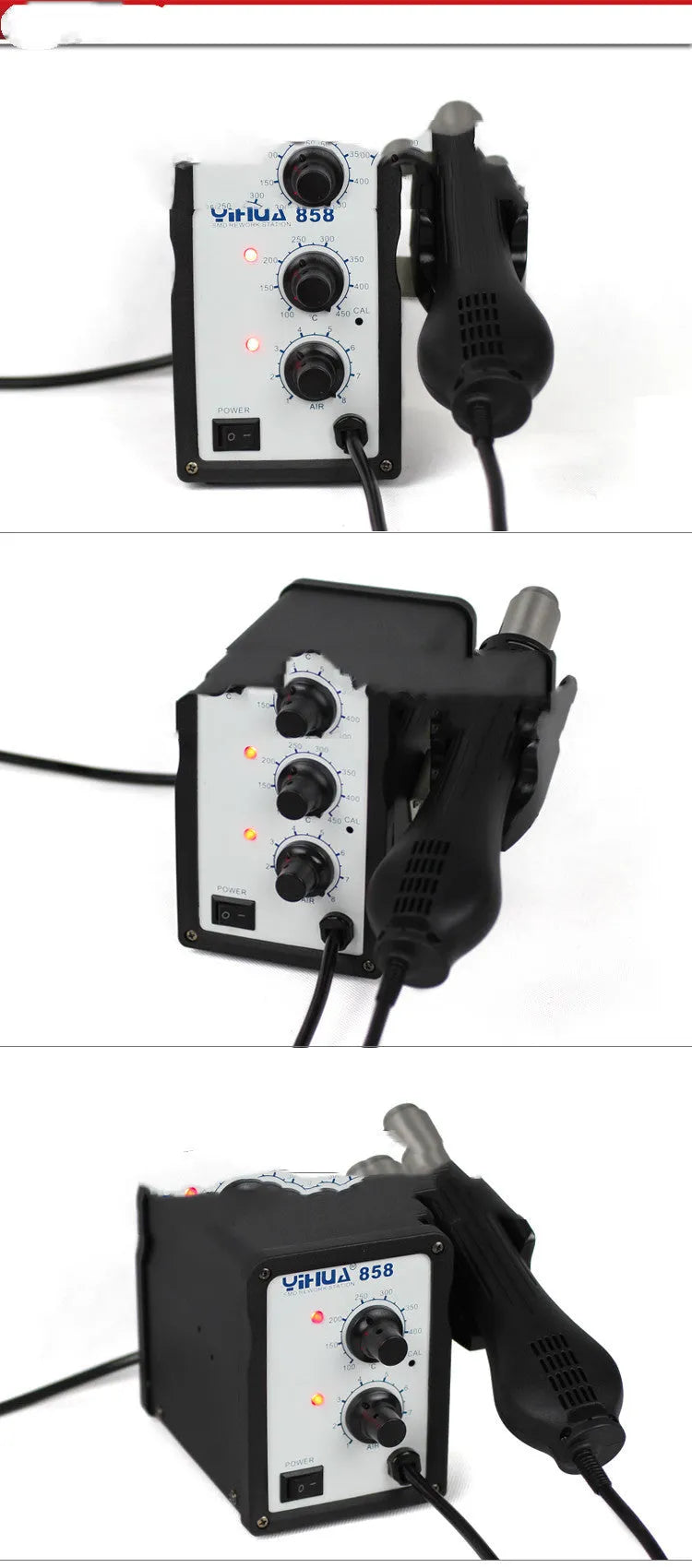 Advanced fan type hot air desoldering station with stainless steel nozzle and ferroalloy shell 700W