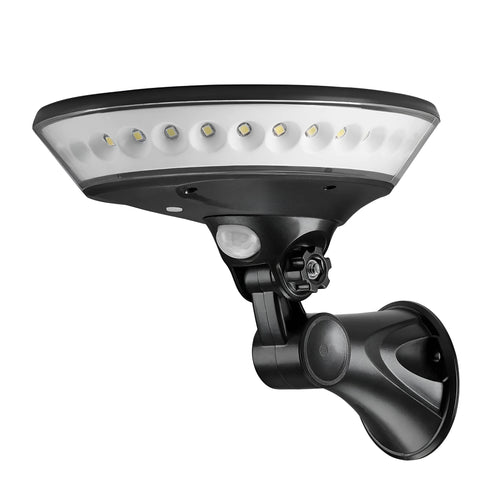 360-degree solar garden light with motion sensor in outdoor setting