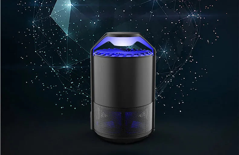 Black photocatalyst mosquito killer lamp with UV light, USB cable, dimensions 130x140x223mm