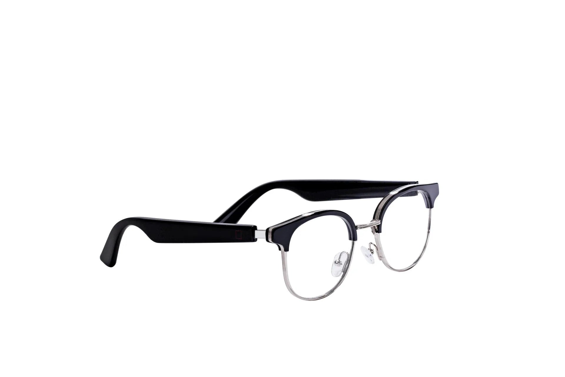 Smart glasses with Bluetooth calling and blue light blocking lenses in silver KX01S style