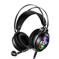Black wired computer headset with microphone, protein earmuffs, and 3.5mm plug
