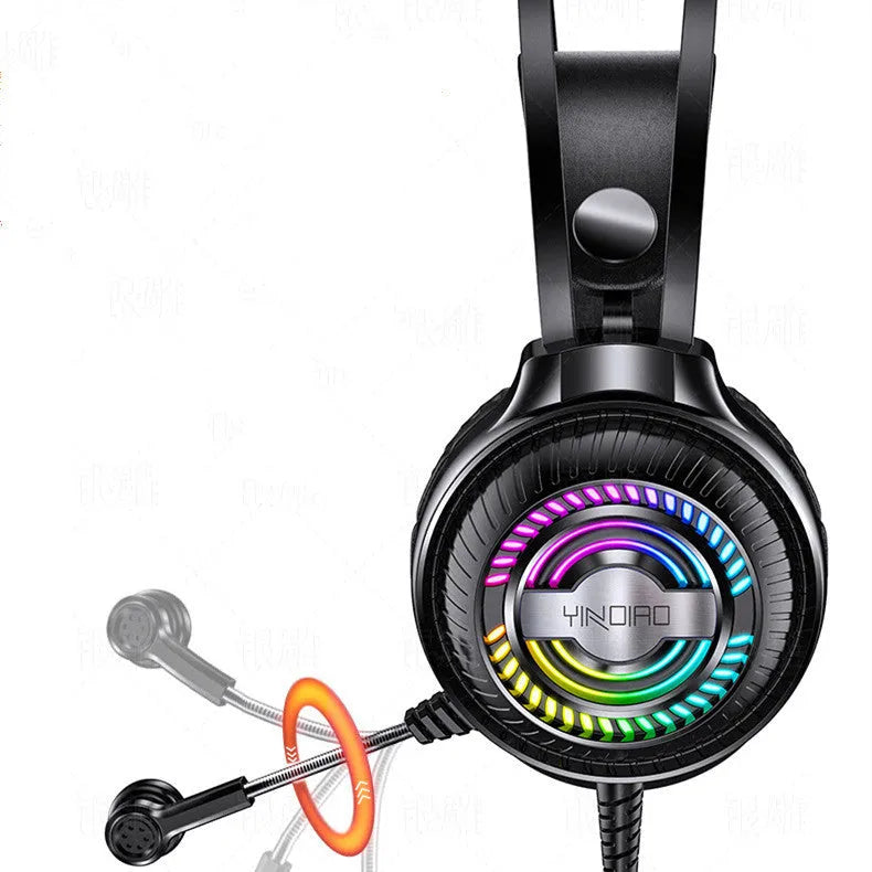 Black wired computer headset with microphone, protein earmuffs, and 3.5mm plug