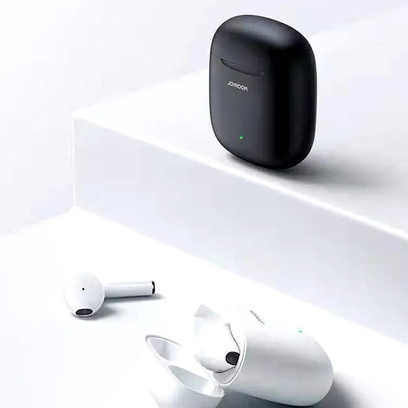 Bilateral in-ear Bluetooth headset in black or white with 10 metre range and stereo sound