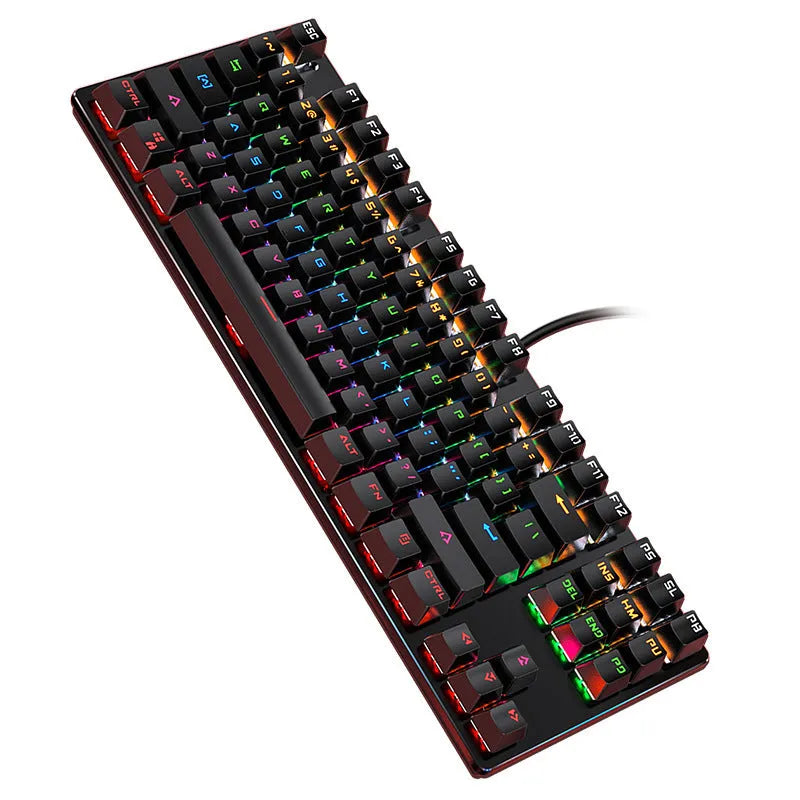 Carbon black mechanical keyboard with 87 keys, wired USB connection, and backlight support