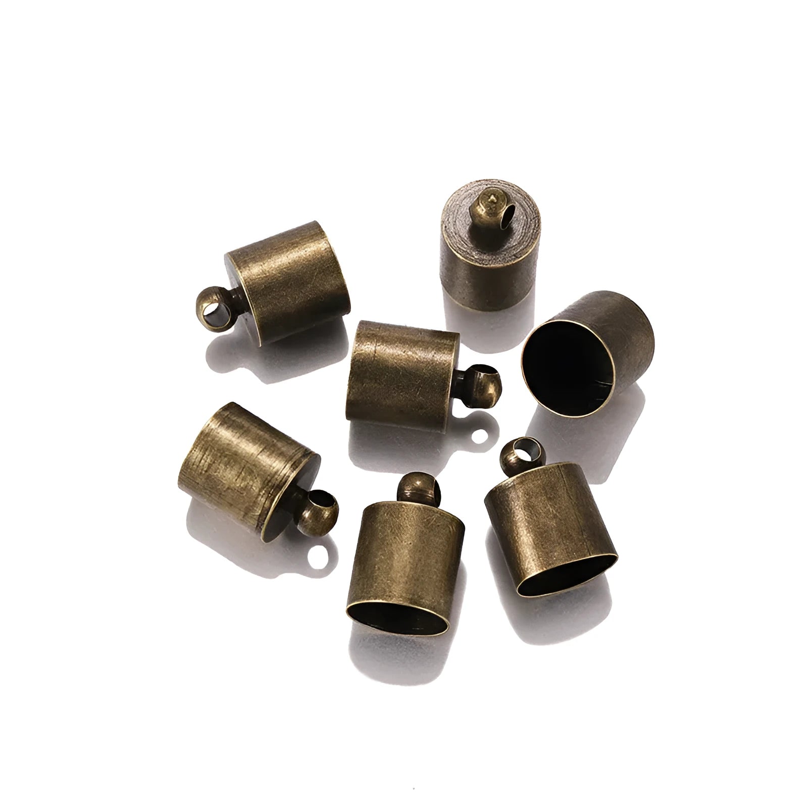 Copper weight caps for pendant jewellery in various sizes and electroplated colour finishes