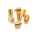Assortment of small copper pendant weight caps in gold, silver, bronze, and black electroplated finishes.