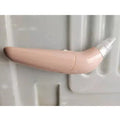 Electric blackhead pore cleaner in white and pink colours showing ultrasonic suction nozzle