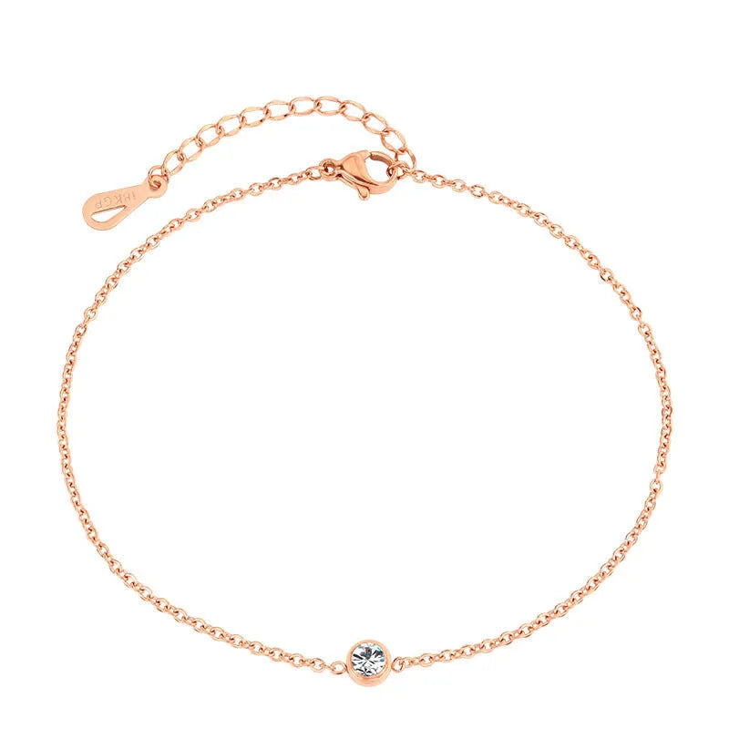 Ustar simple stainless steel chain anklet geometric rose gold silver women