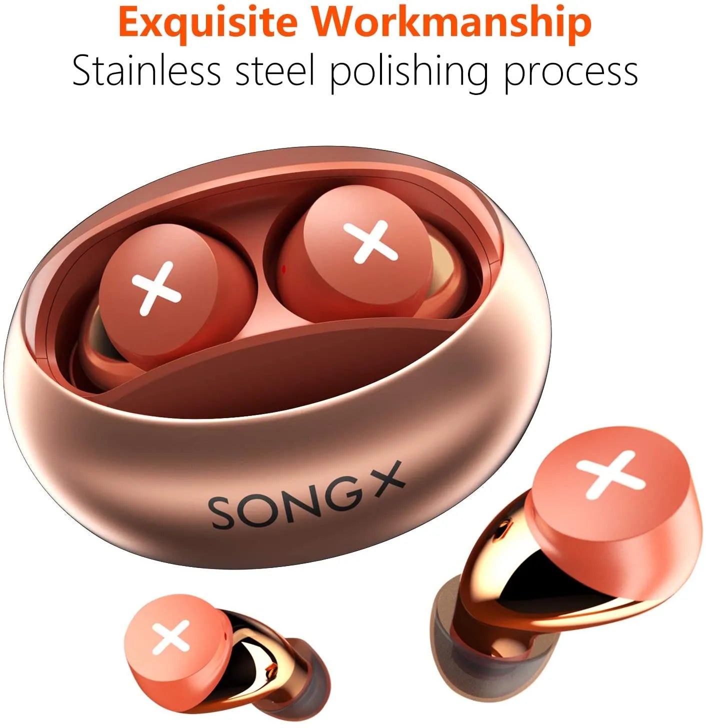True wireless earbuds with star loop design, noise cancelling, waterproof, compact Bluetooth headphones in black