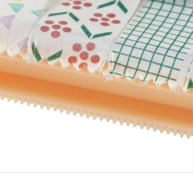Fante plastic tape cutter storage box in beige, Japanese-style design, size 10.3x9.1x7.1 cm