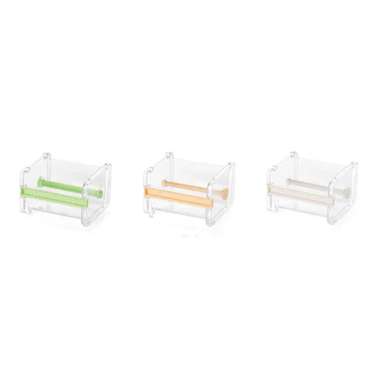 Fante plastic tape cutter storage box in beige, Japanese-style design, size 10.3x9.1x7.1 cm