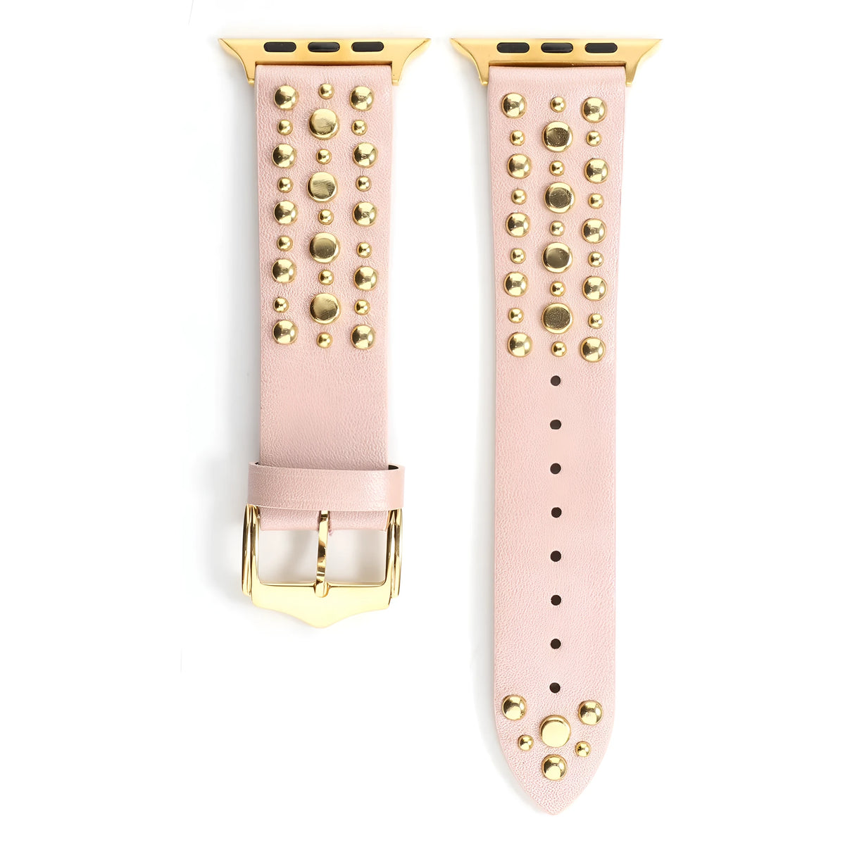 Genuine leather watch strap with rivet nails for iWatch, 22mm width, silver hardware