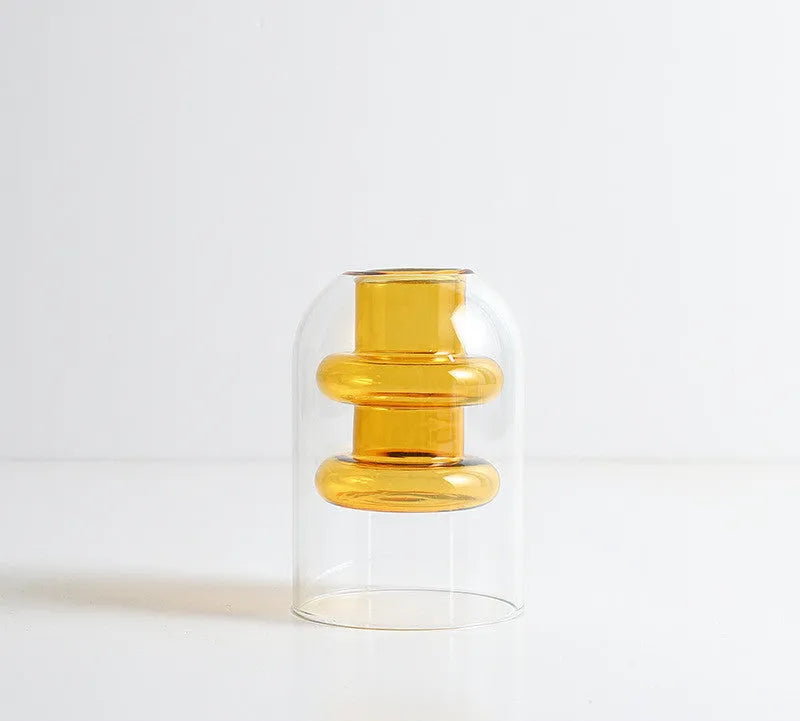 Small colourful glass vase for dried flowers or hydroponics, Nordic living room and dining table decoration