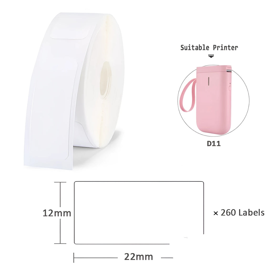 Niimbot D11 label printer paper roll in white 12x40mm size for price labels