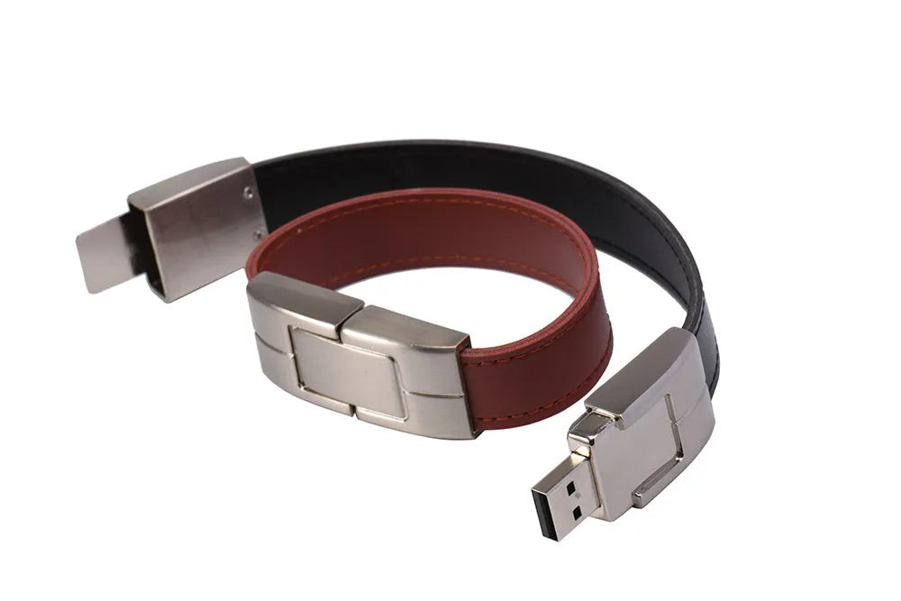 Leather case USB flash drive with custom LOGO, black finish, USB 2.0, 4GB to 128GB capacity