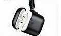 Genuine black leather protective cover for AirPods Pro charging case with anti-lost lanyard attached