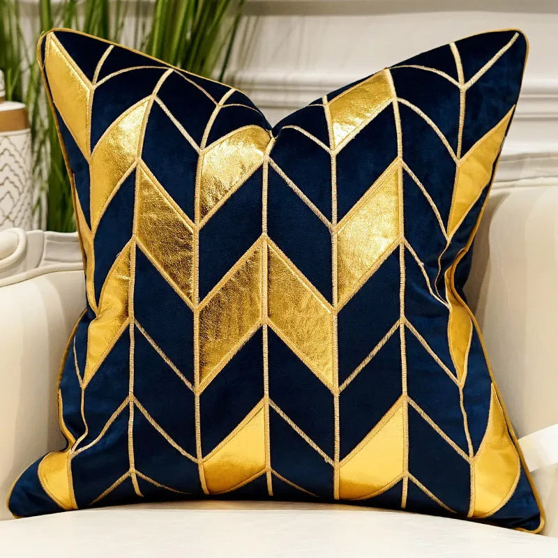 Plush embroidered throw pillow for modern light luxury sofa in 45x45cm size with decorative pattern
