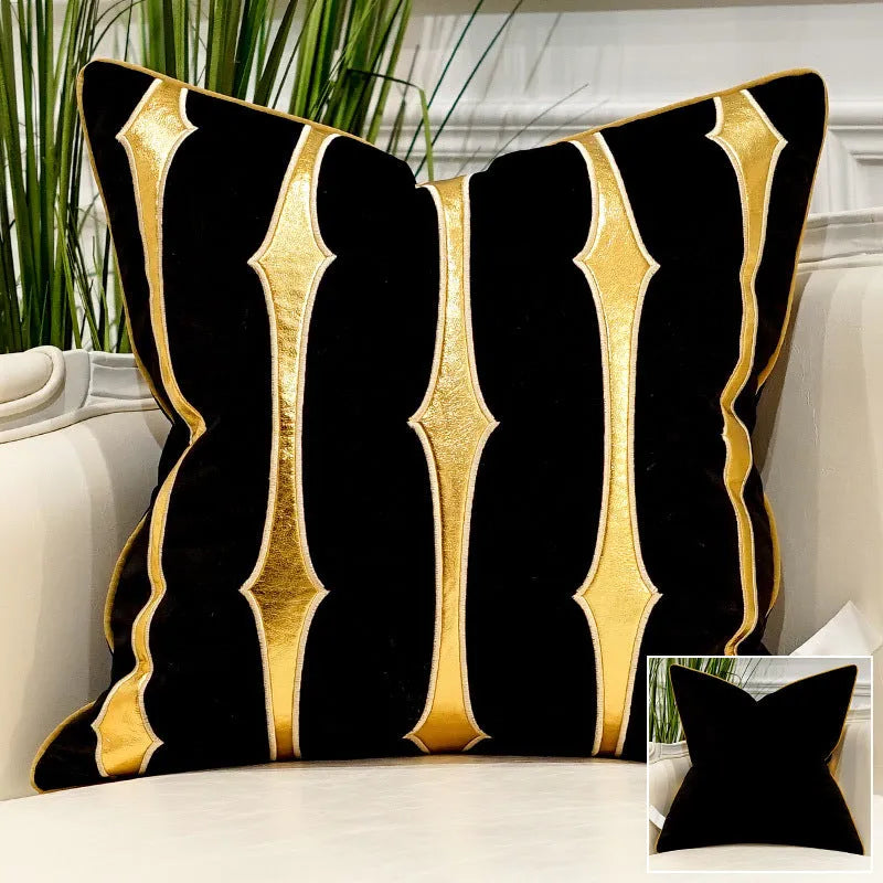 Plush embroidered throw pillow for modern light luxury sofa in 45x45cm size with decorative pattern