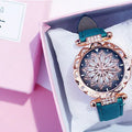 Fashion ladies watch with full diamond dial showing round 32mm face in available colour options