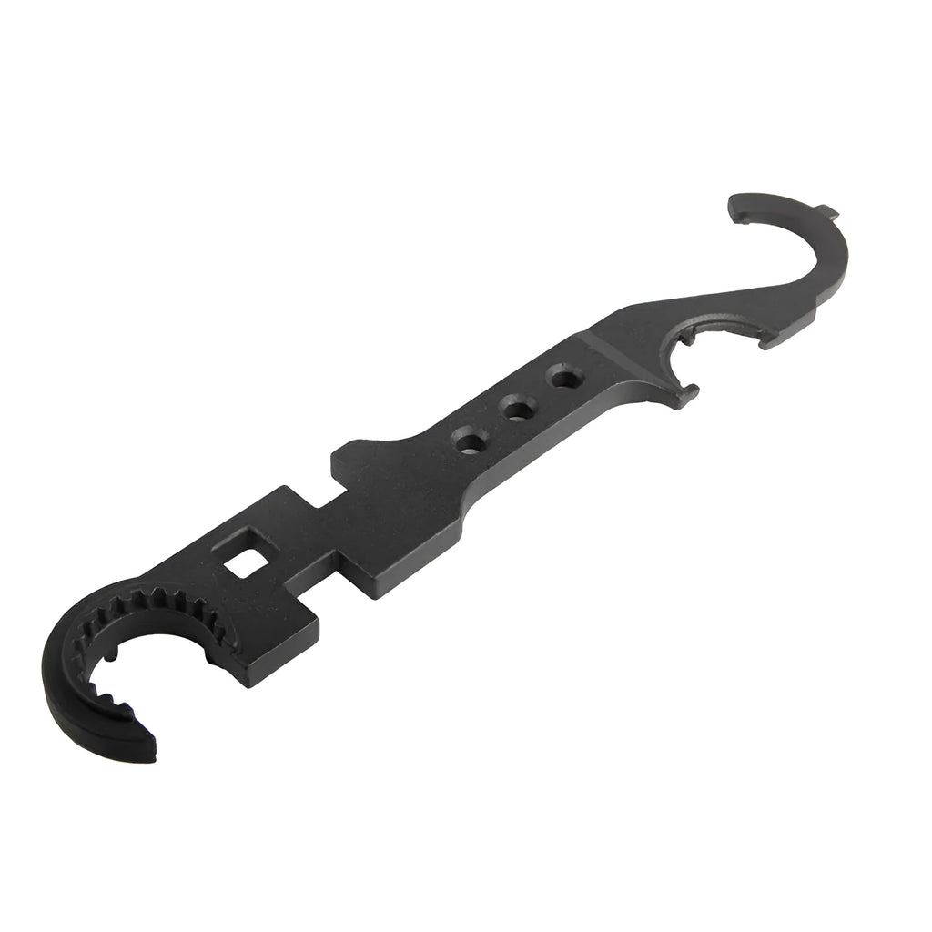 Black all-steel multi-function combination wrench for AR-15 and M4 firearm maintenance.