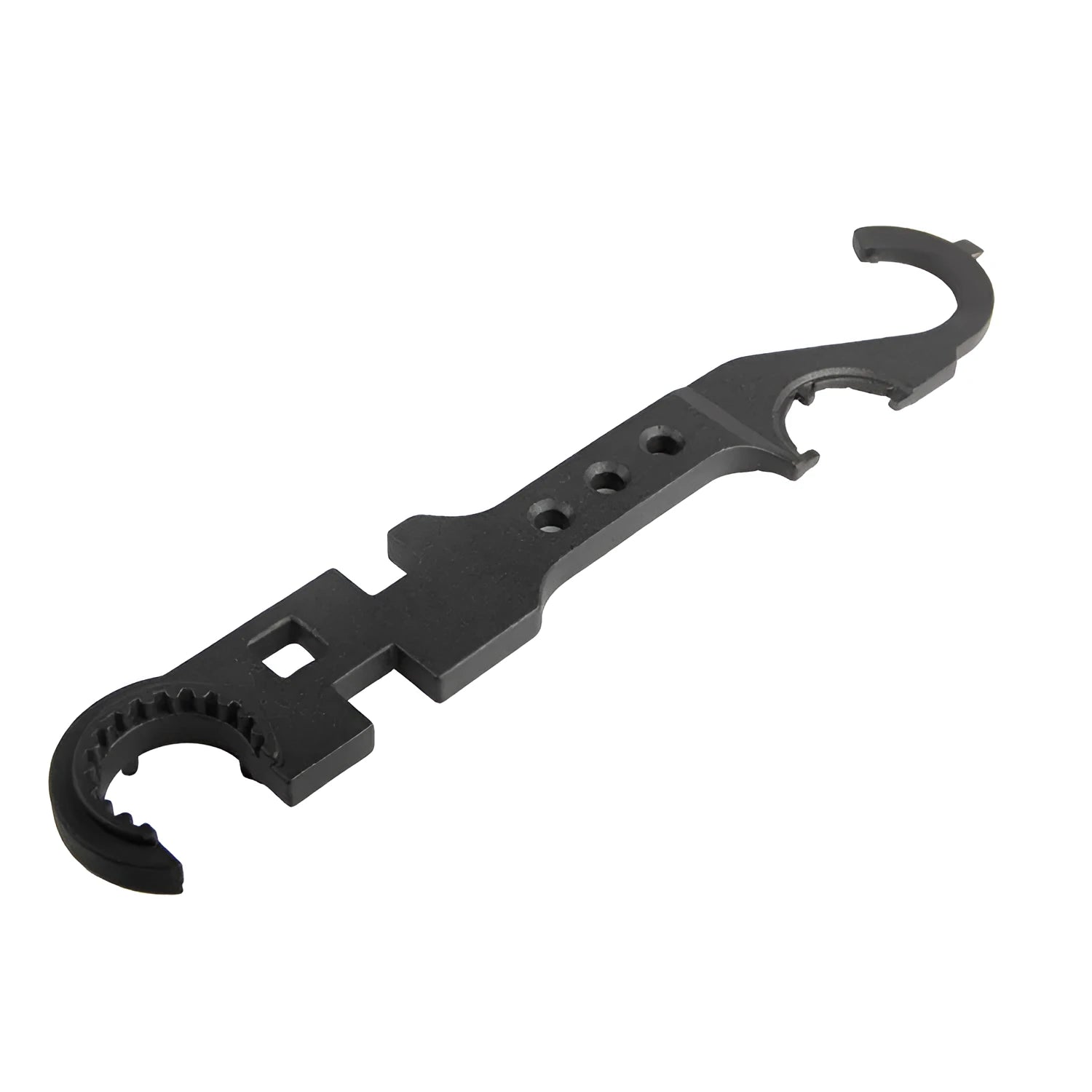 Black all-steel multi-function combination wrench for AR-15 and M4 firearm maintenance.