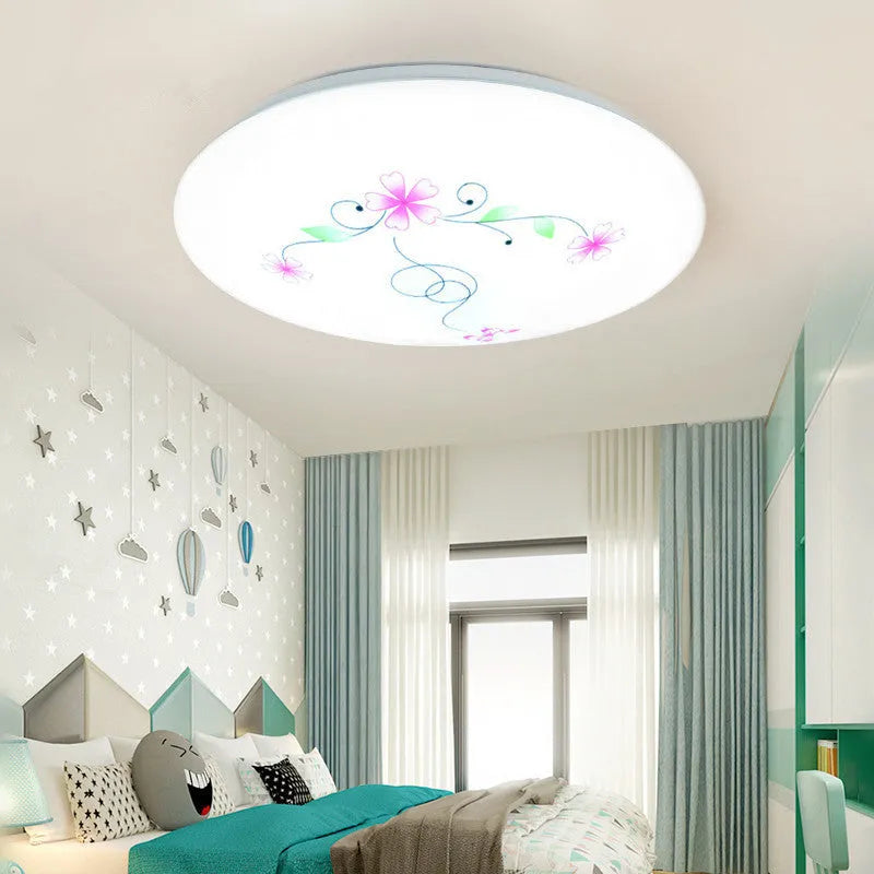Circular acrylic LED ceiling lamp in white, camellia, or gold thread, 20cm to 60cm, remote control option