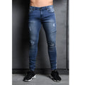 Men's Wish jeans with frayed knee holes, tight pencil fit, mid-waist, black colour