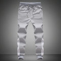 Men's casual straight leg high waist trousers in black, dark blue, or grey, rabbit hair fabric, sizes XS to 4XL