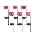 Solar garden flag light with stainless steel pole showing American flag design illuminated by white LEDs