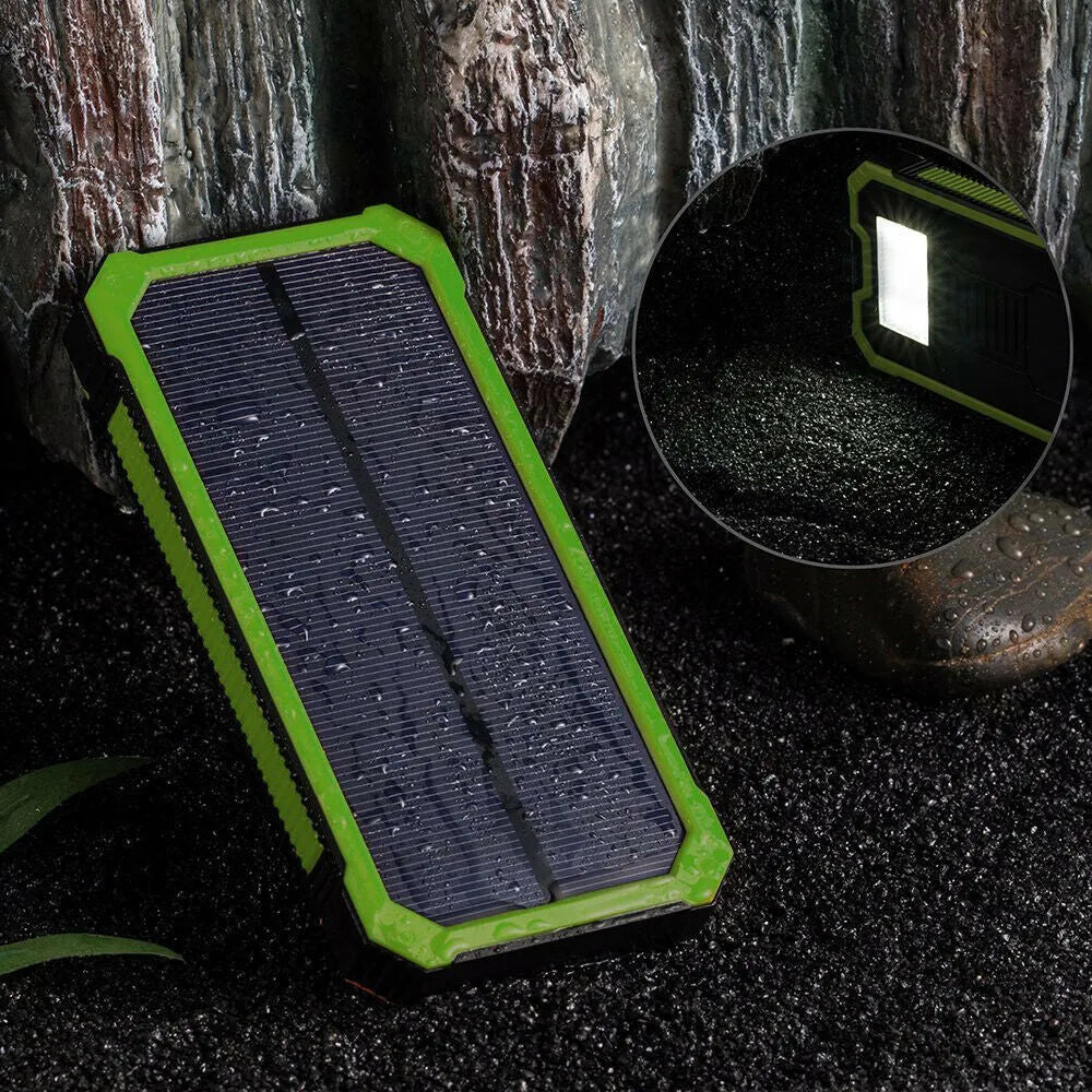 Factory three proofs solar power bank 20000 mAh in orange, yellow, black, green colours with multi USB ports