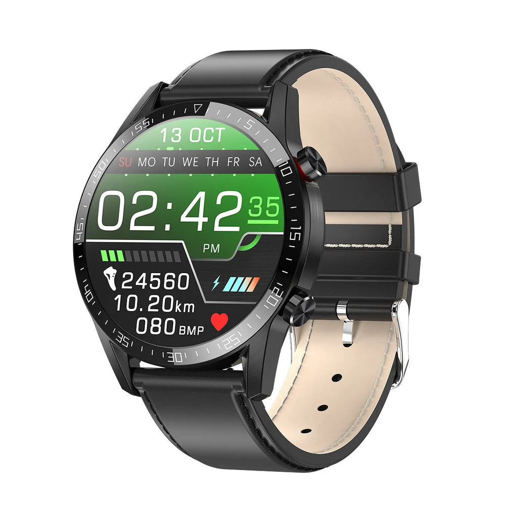 L13 heart rate smart watch on wrist with 1.3 inch screen showing step count and heart rate data