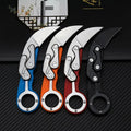 Mechanical claw knife with high hardness straight blade, 156 mm, in black, blue, orange, or red