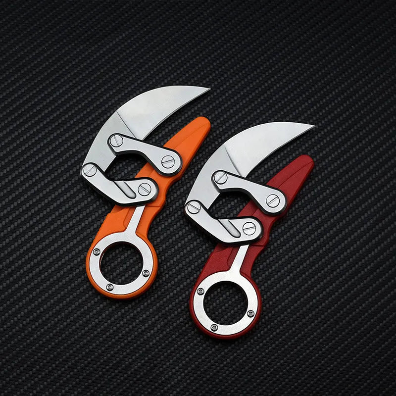 Mechanical claw knife with high hardness straight blade, 156 mm, in black, blue, orange, or red