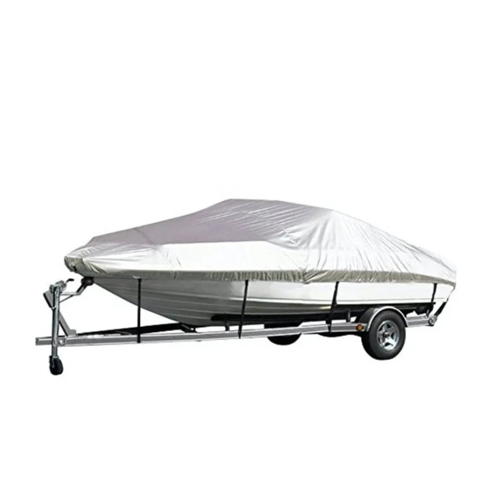 Waterproof boat cover 530x290cm in silver-coated Oxford cloth, V-type shape, grey colour