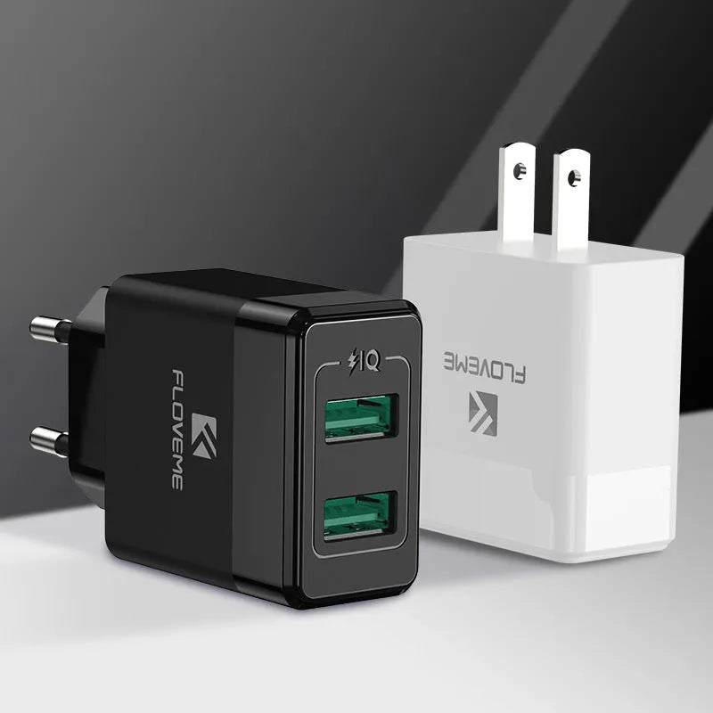 Travel charger with European and American plugs for mobile phone charging
