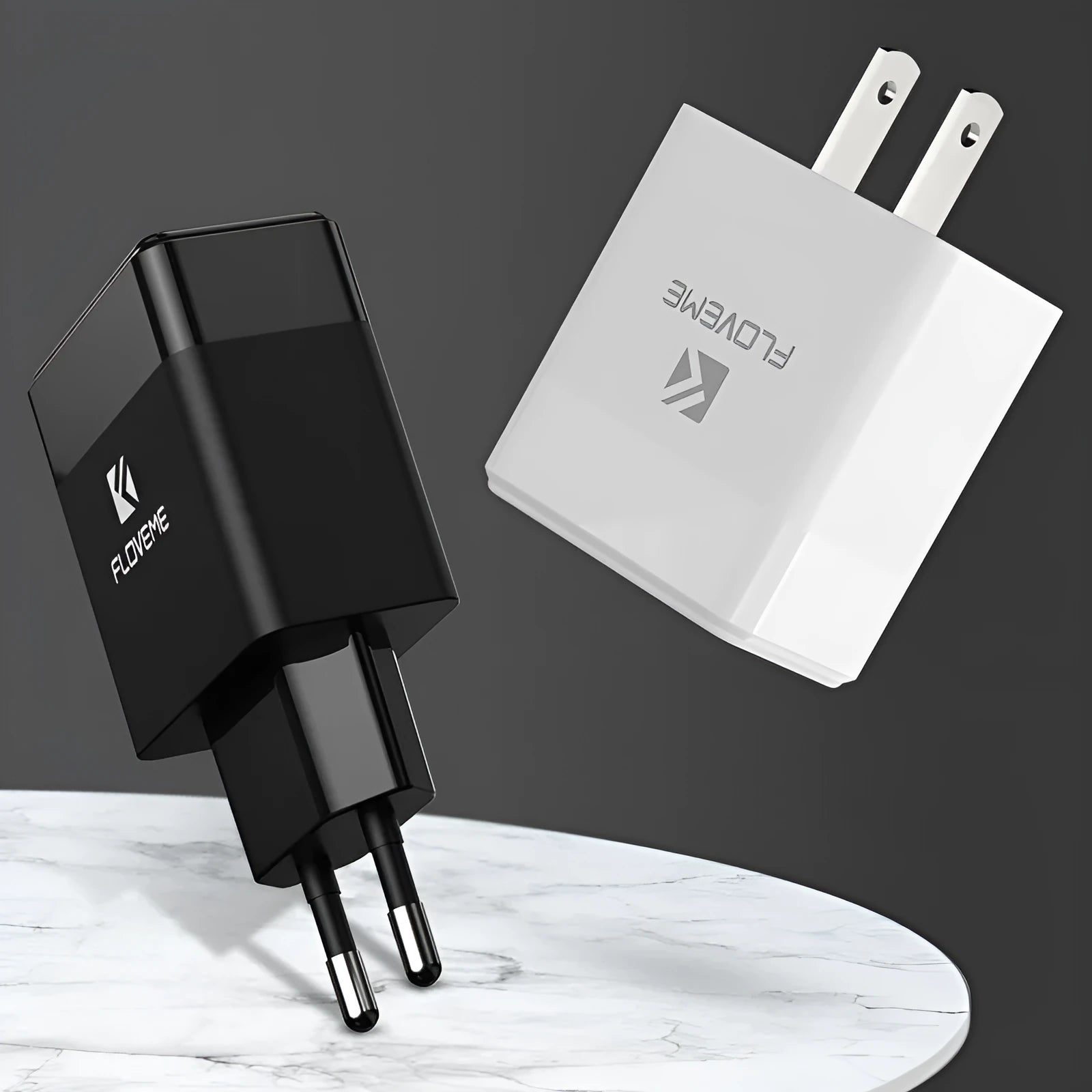 Travel charger with European and American plugs for mobile phone charging