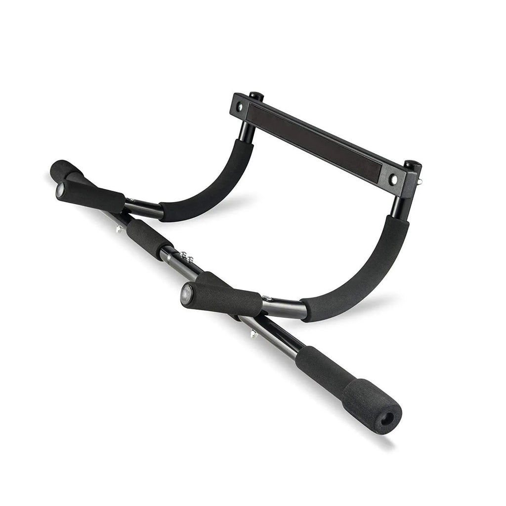 Black steel pull-up bar for indoor fitness training measuring 92.5cm wide