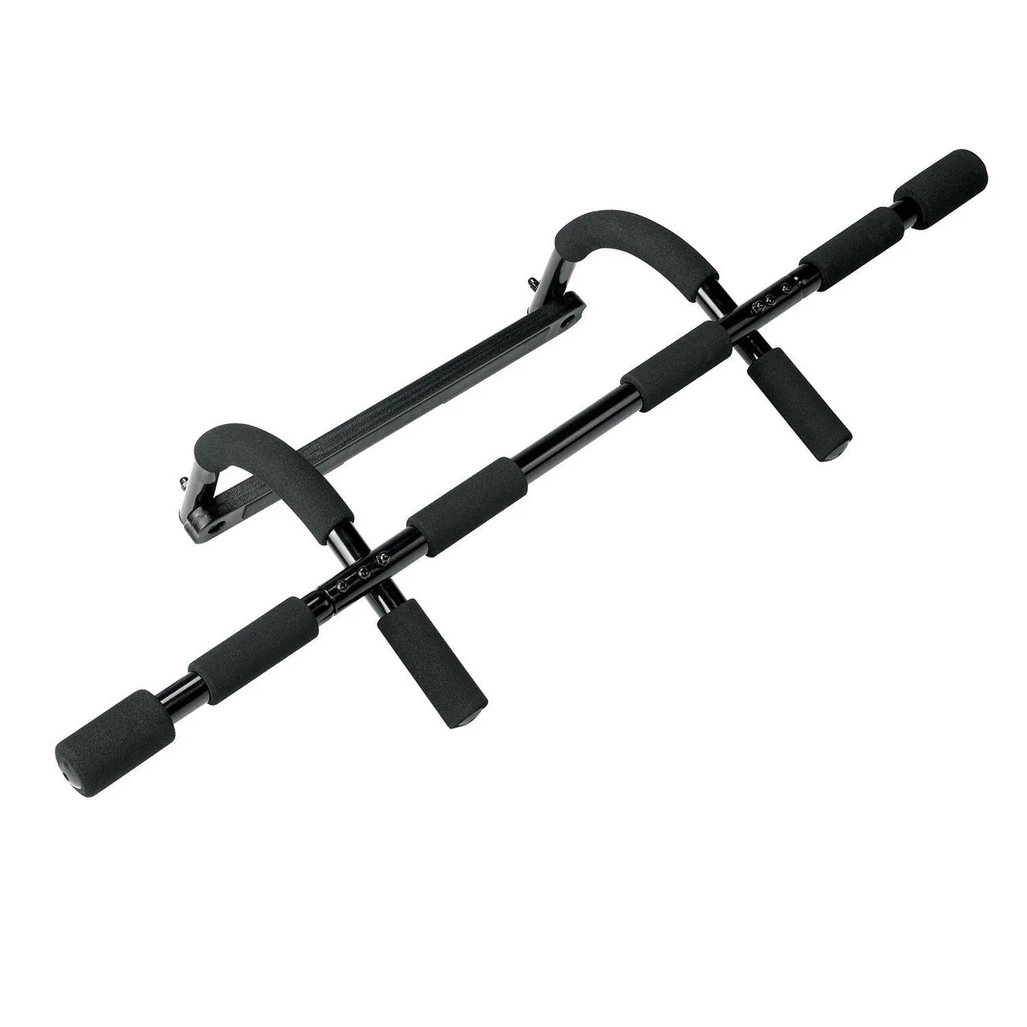 Black steel pull-up bar for indoor fitness training measuring 92.5cm wide