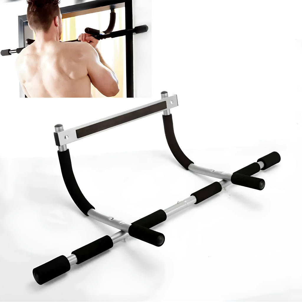 Black steel pull-up bar for indoor fitness training measuring 92.5cm wide